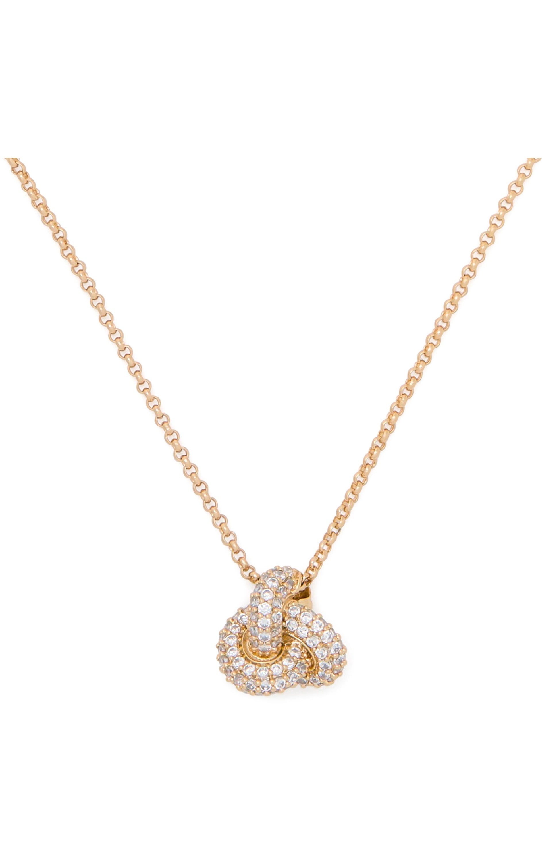 KL791-Double Knot Pave Pendant-Clear/Gold