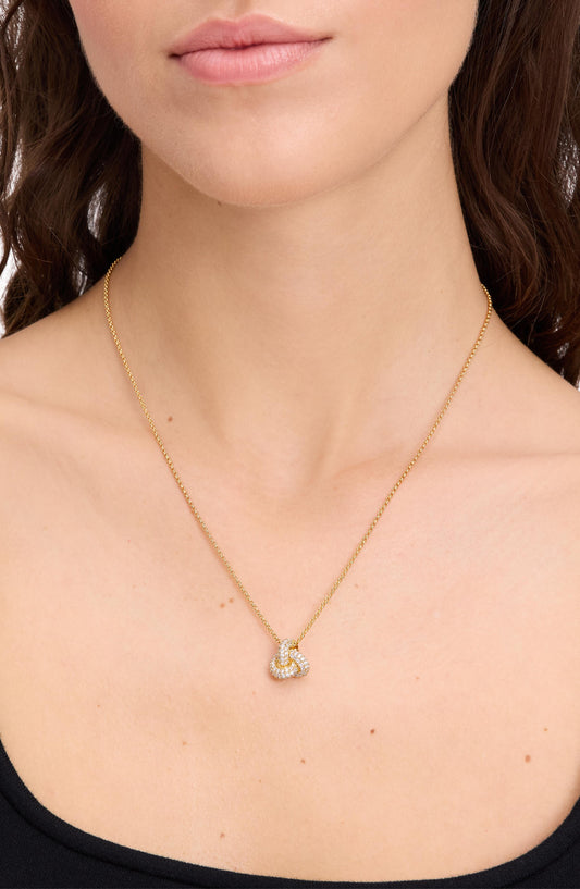 KL791-Double Knot Pave Pendant-Clear/Gold