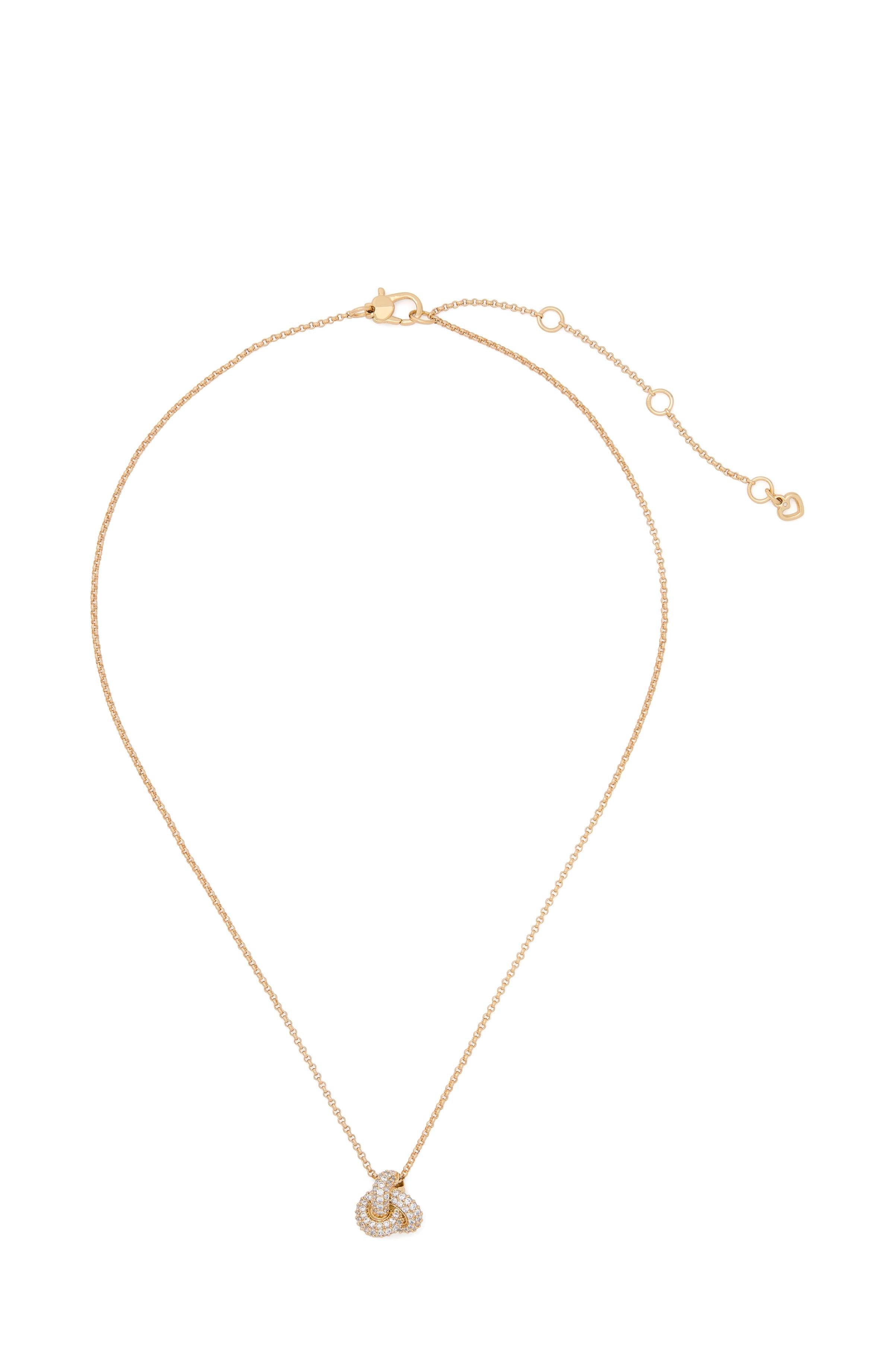 KL791-Double Knot Pave Pendant-Clear/Gold