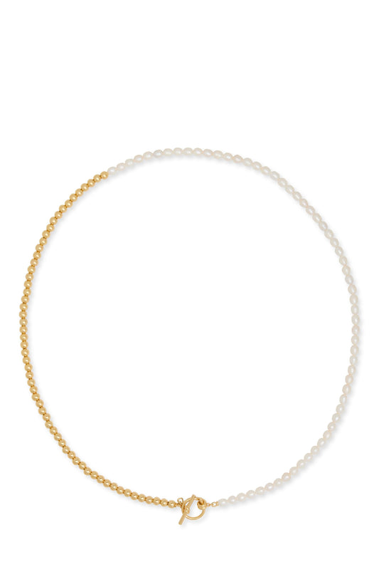 KM004-Ropes & Knots Long Toggle Necklace-Cream/Gold