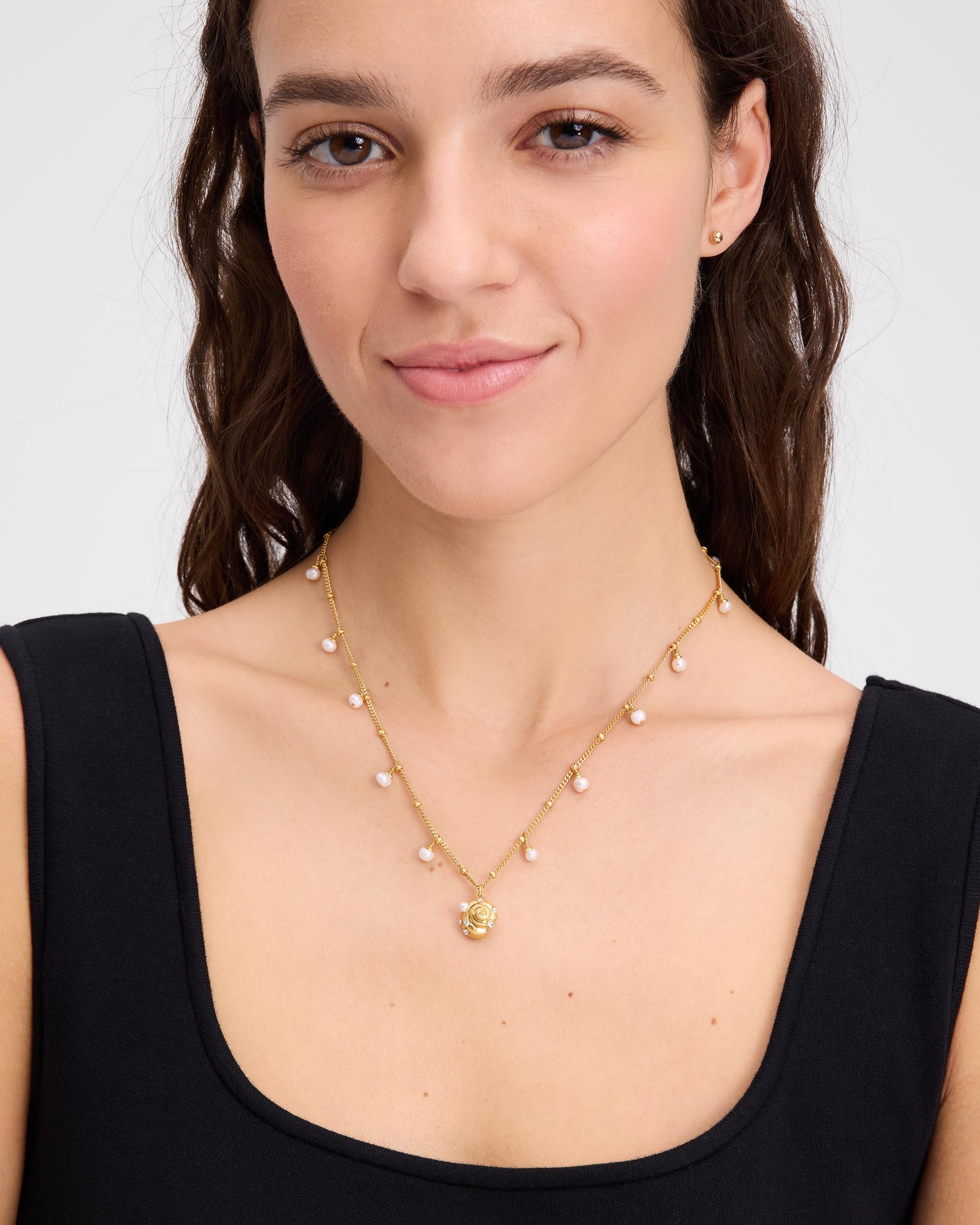 KM007-Beachside Scatter Pendant-Clear/Gold