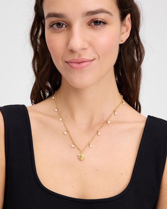 KM007-Beachside Scatter Pendant-Clear/Gold