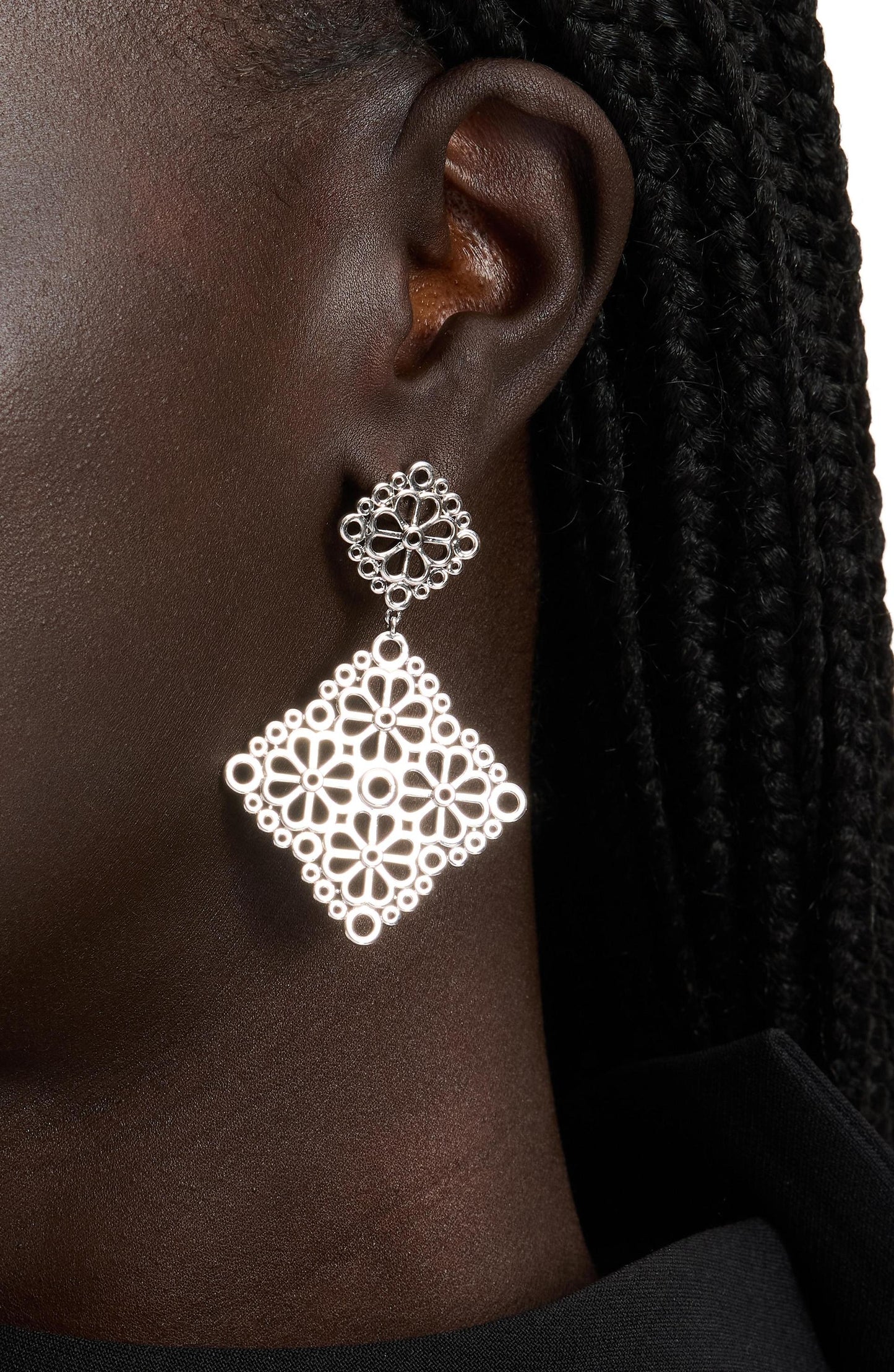 KM014-Drp Ear-Silver