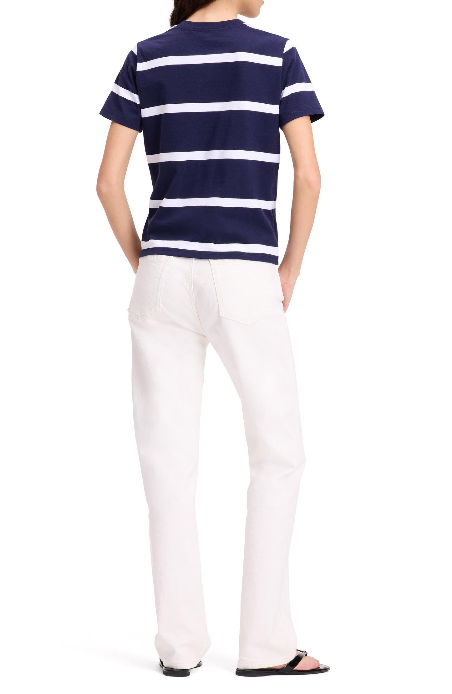KM077-Montauk Stripe Logo Tee-Planetary Navy/Fresh