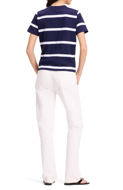KM077-Montauk Stripe Logo Tee-Planetary Navy/Fresh