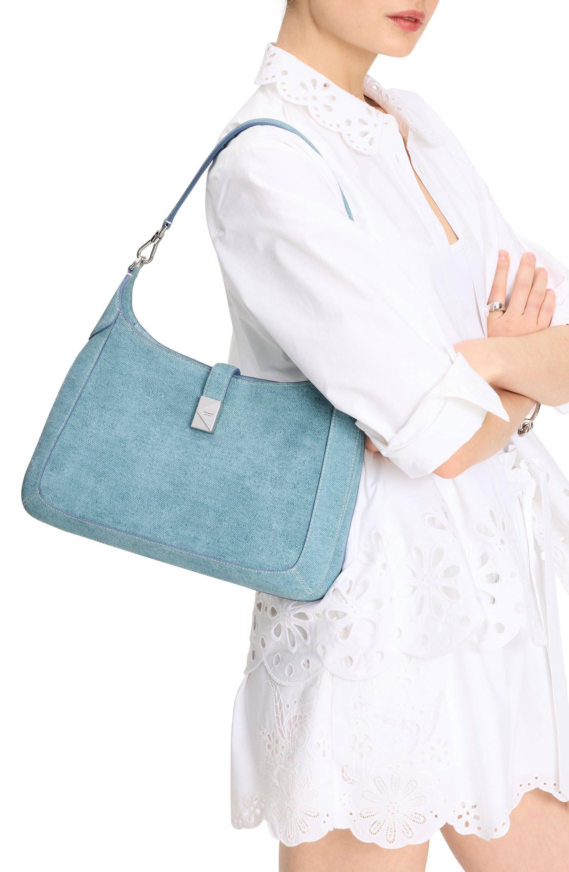 KM095-Deco Denim Hobo Bag-Blue Multi_