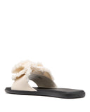 KM102-Flourish Flat Sandal-Cream/Black