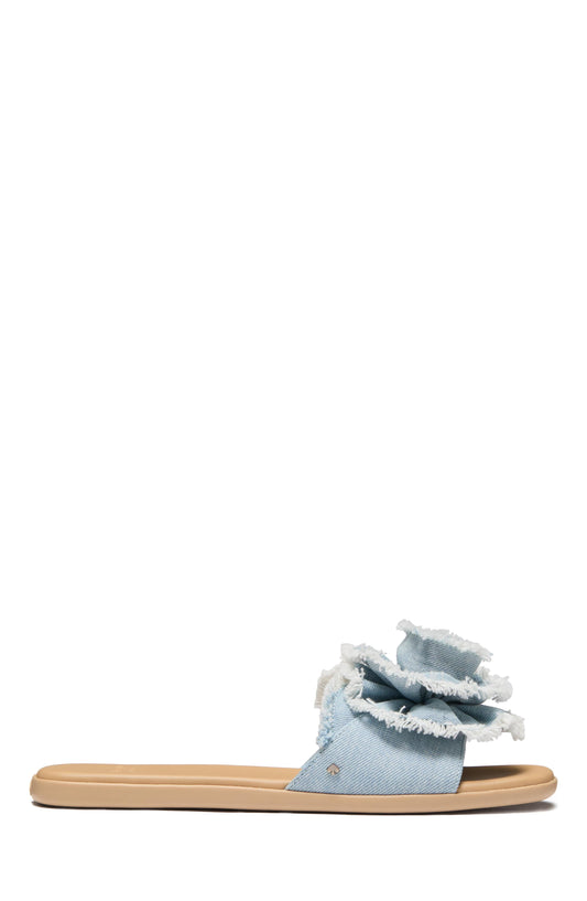 KM103-Flourish Denim Flat Sandals-Denim/Walnut Shell