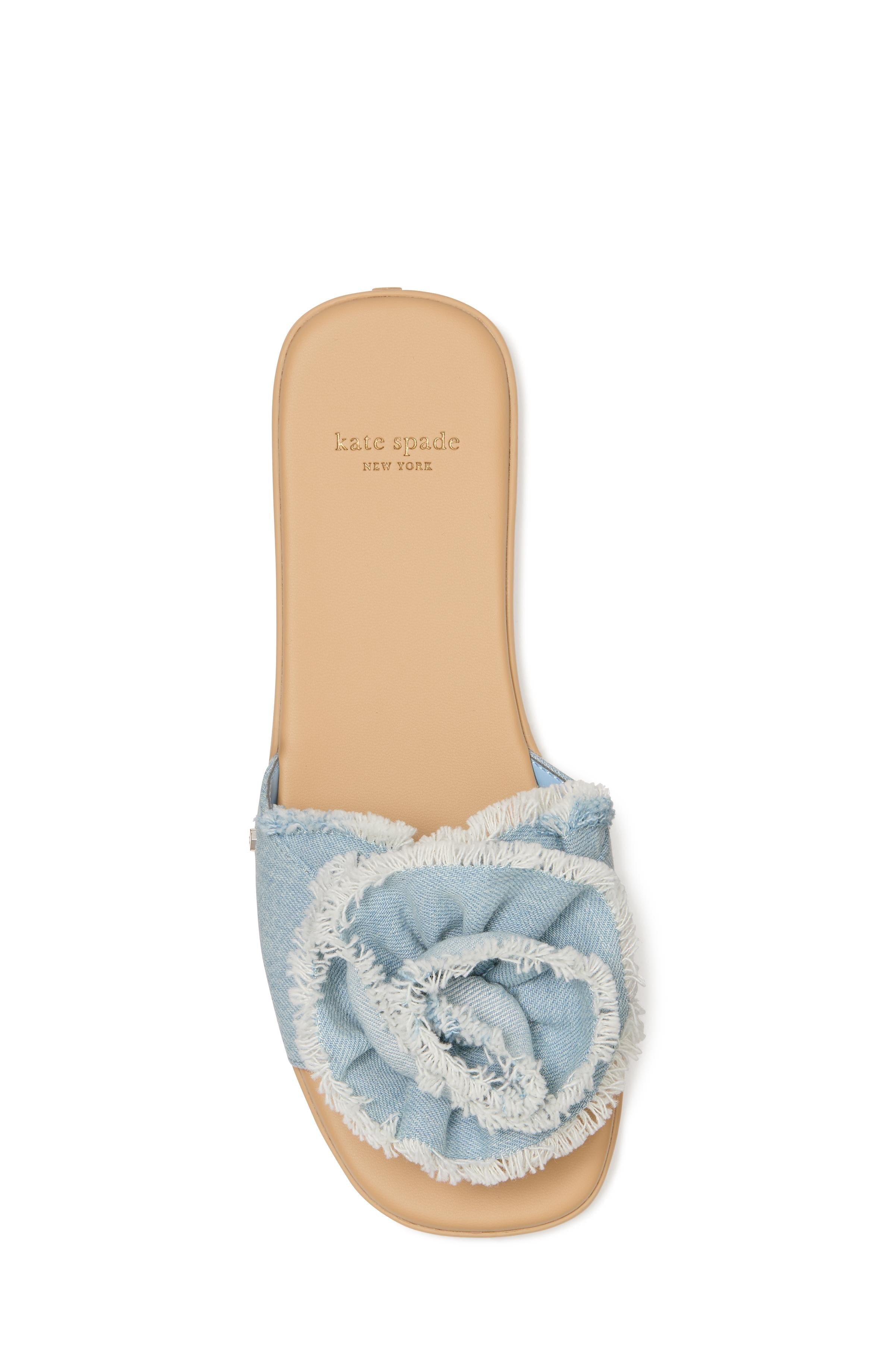 KM103-Flourish Denim Flat Sandals-Denim/Walnut Shell