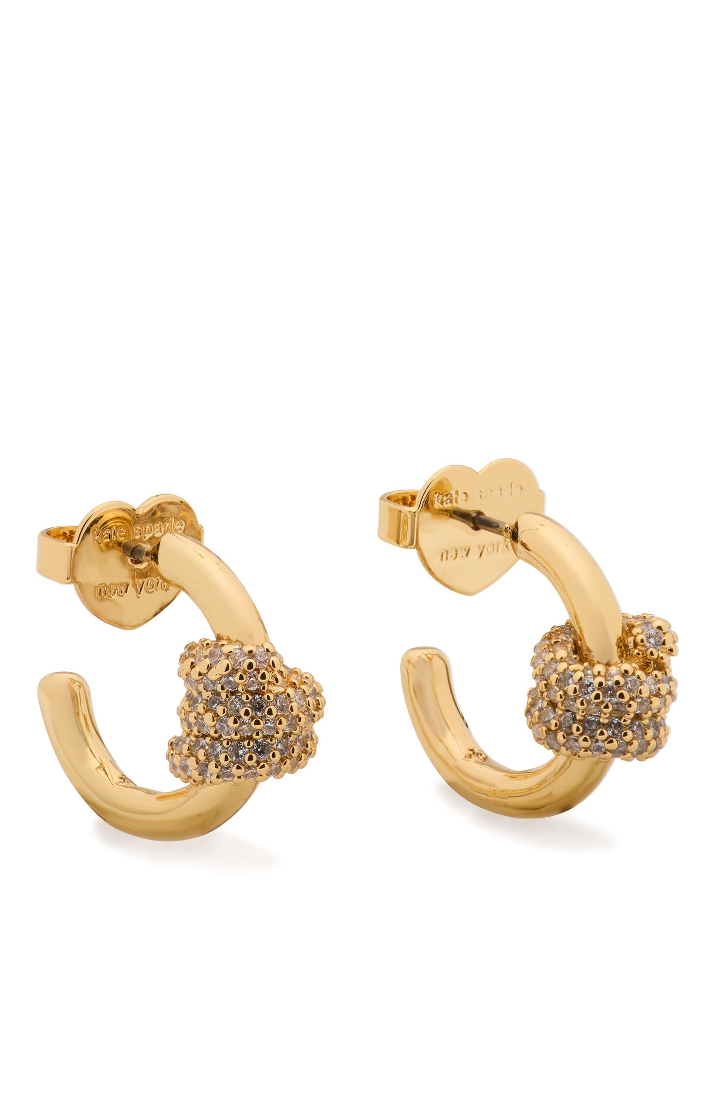 KM106-Ropes & Knots Pave Huggies-Clear/Gold