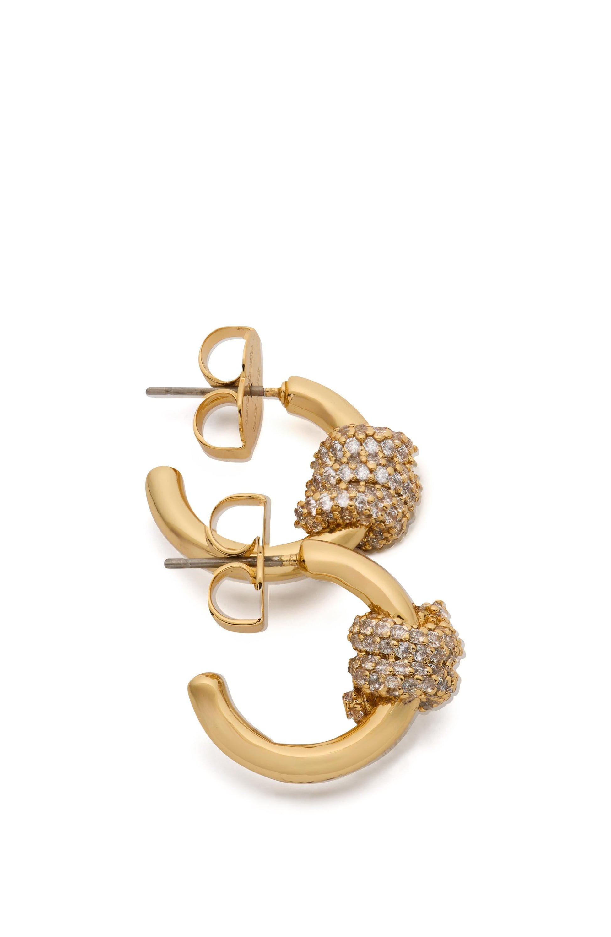 KM106-Ropes & Knots Pave Huggies-Clear/Gold