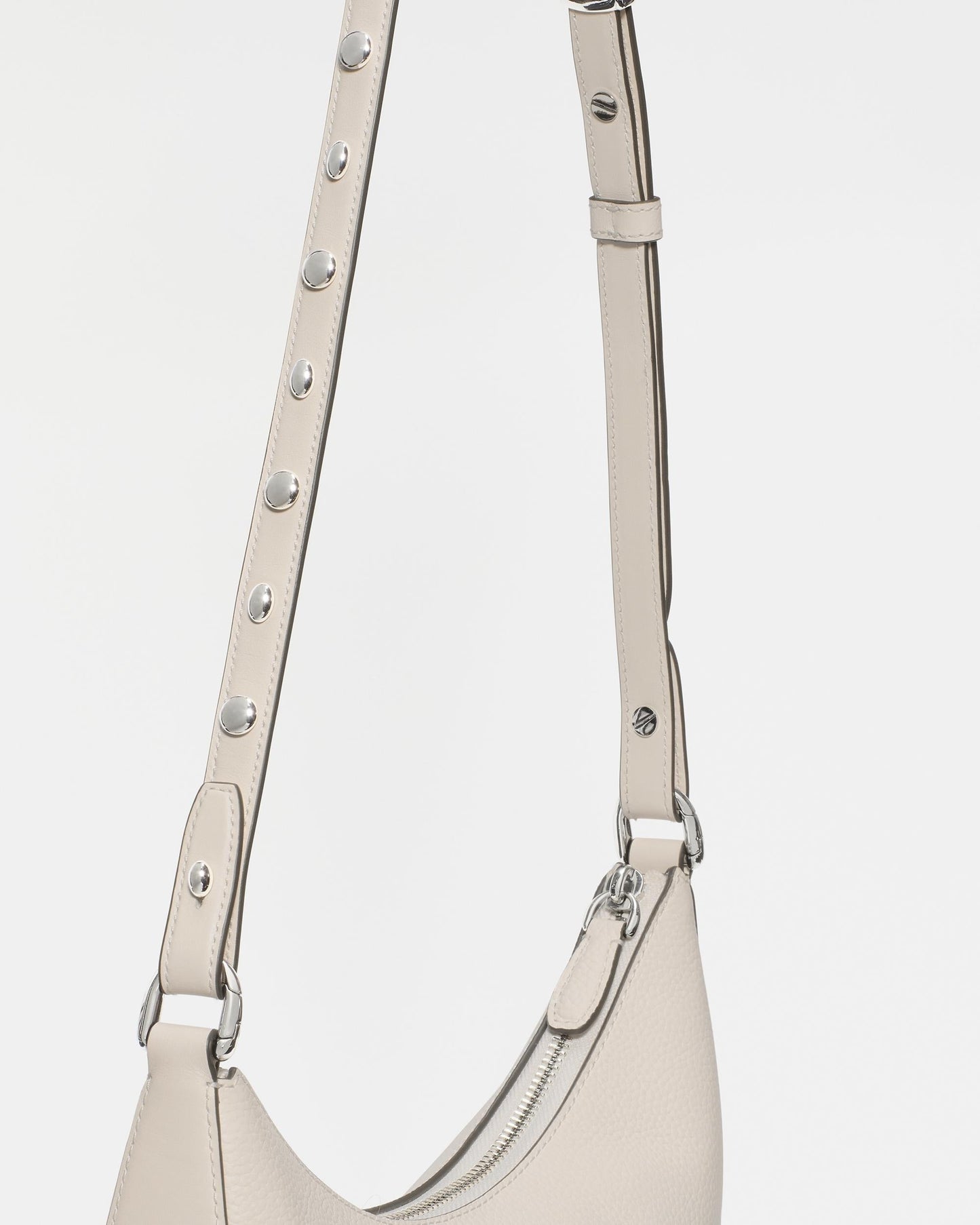 Duo Pebbled Leather Crossbody Bag With Embellished Strap