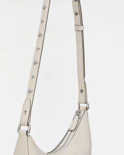 Duo Pebbled Leather Crossbody Bag With Embellished Strap