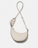 Duo Pebbled Leather Crossbody Bag With Embellished Strap