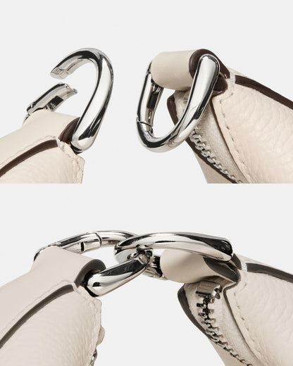 Duo Pebbled Leather Crossbody Bag With Embellished Strap
