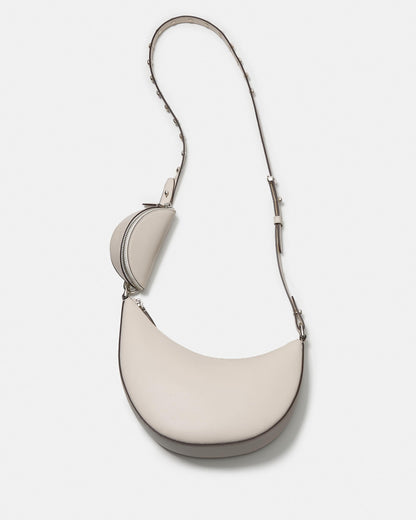 Duo Pebbled Leather Crossbody Bag With Embellished Strap