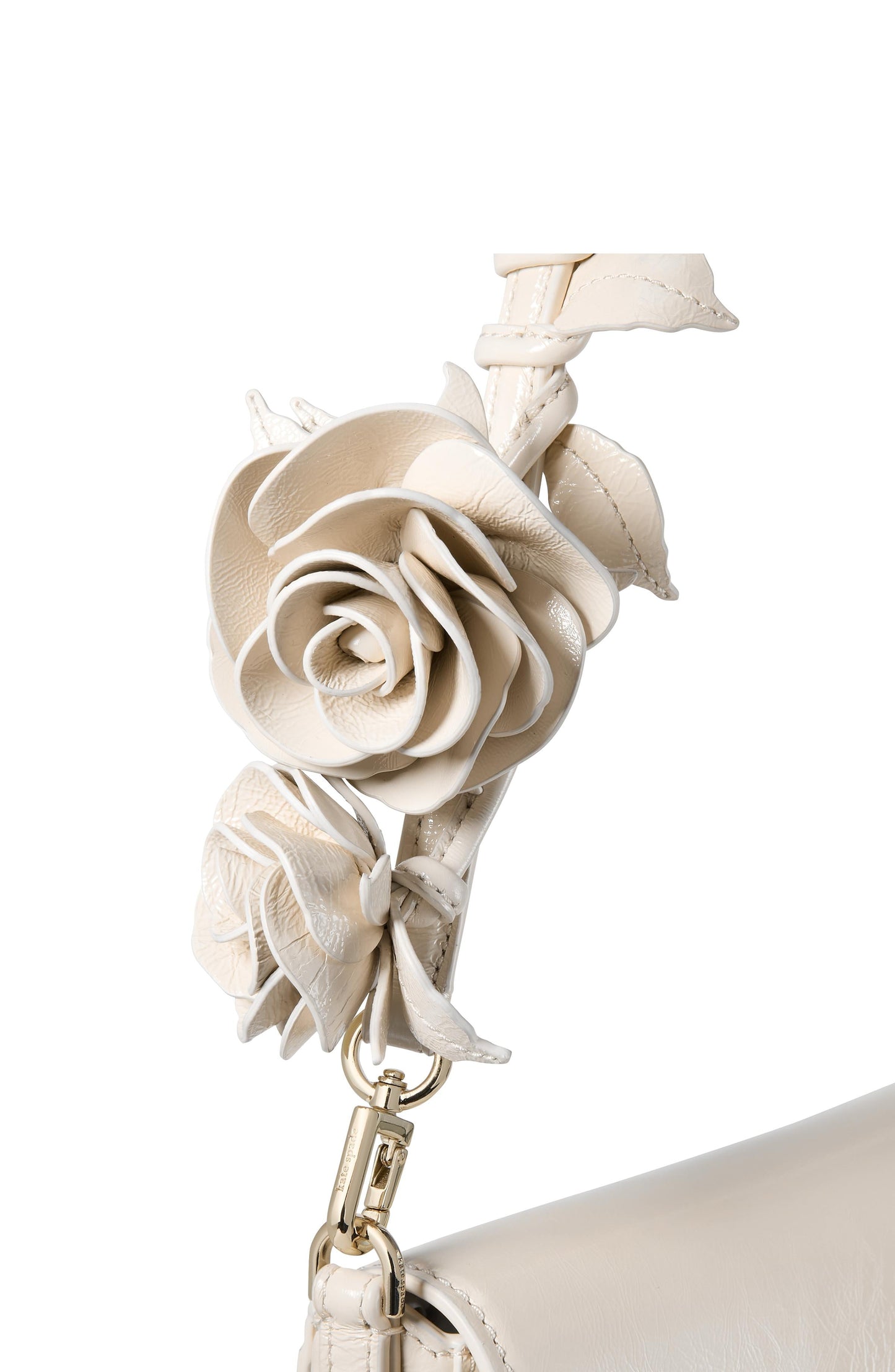 Liv Crinkle Patent Leather Shoulder Bag With Rose Strap