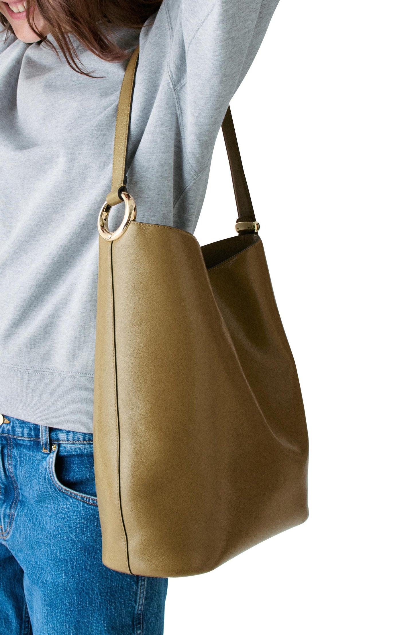 Halo Glazed Leather Large Bucket