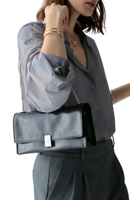 Deco Glazed Leather Soft Shoulder Bag