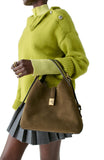 Deco Pebbled Leather And Suede Crossbody Tote