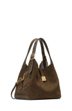 Deco Pebbled Leather And Suede Crossbody Tote