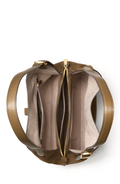 Deco Pebbled Leather And Suede Large Shoulder Bag