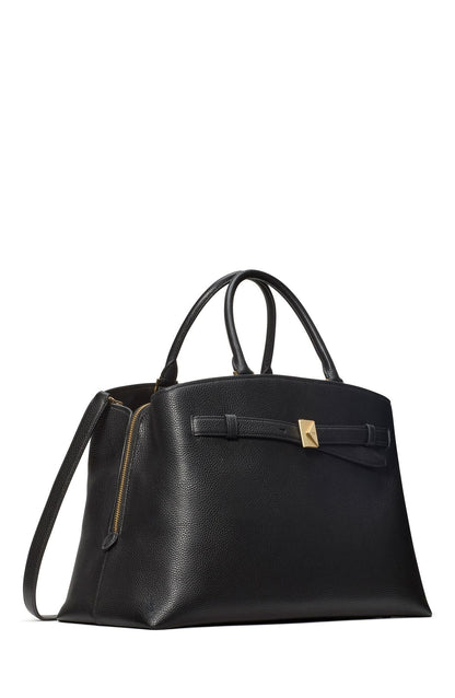 Deco Pebbled Leather Large Satchel