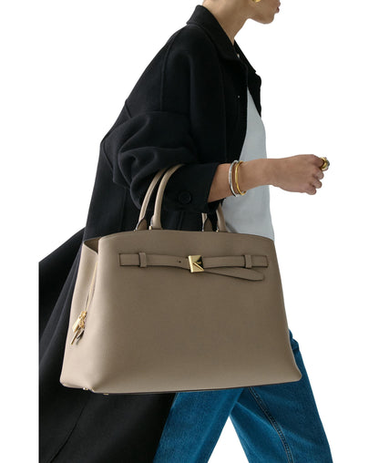 Deco Pebbled Leather Large Satchel
