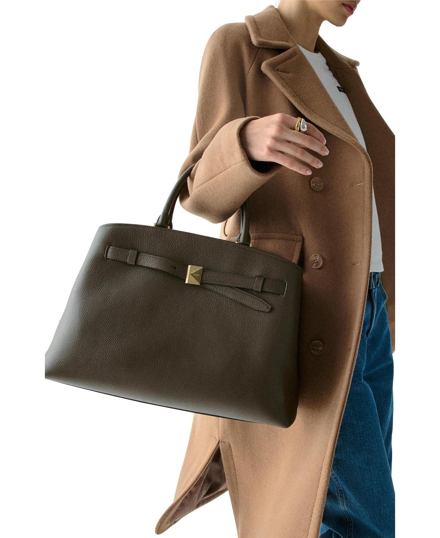 Deco Pebbled Leather Large Satchel