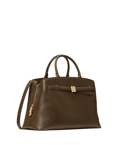 Deco Pebbled Leather Large Satchel