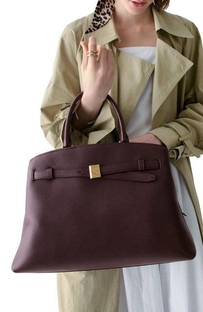 Deco Pebbled Leather Large Satchel