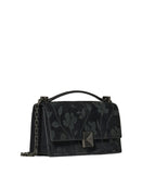 Deco Uptown Blooms Printed Suede Mini Flap Chain Crossbody