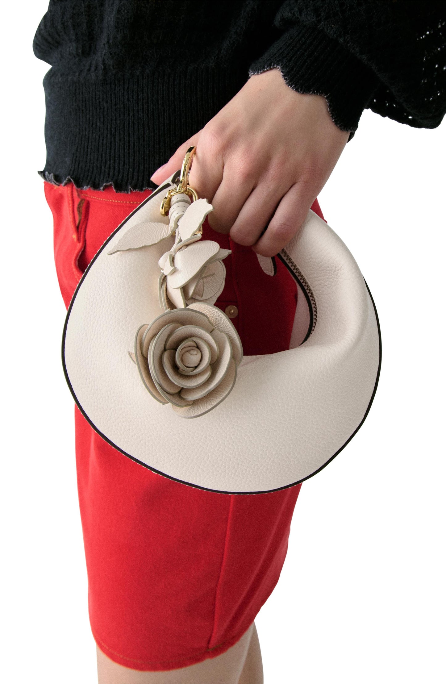 Charmed Crinkle Patent Leather Stacked Rose Bag Charm