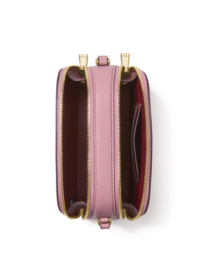 Serena Pebbled Leather Double Zip Dome Crossbody