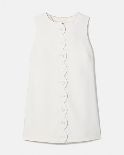 KM477-Scallop Shift Dress-Cream