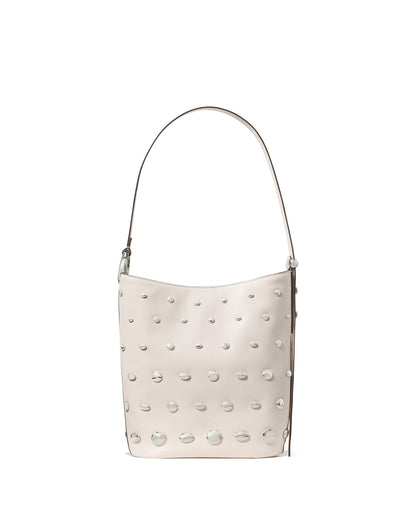 KM493-Halo Studded Bucket Bag-Cream