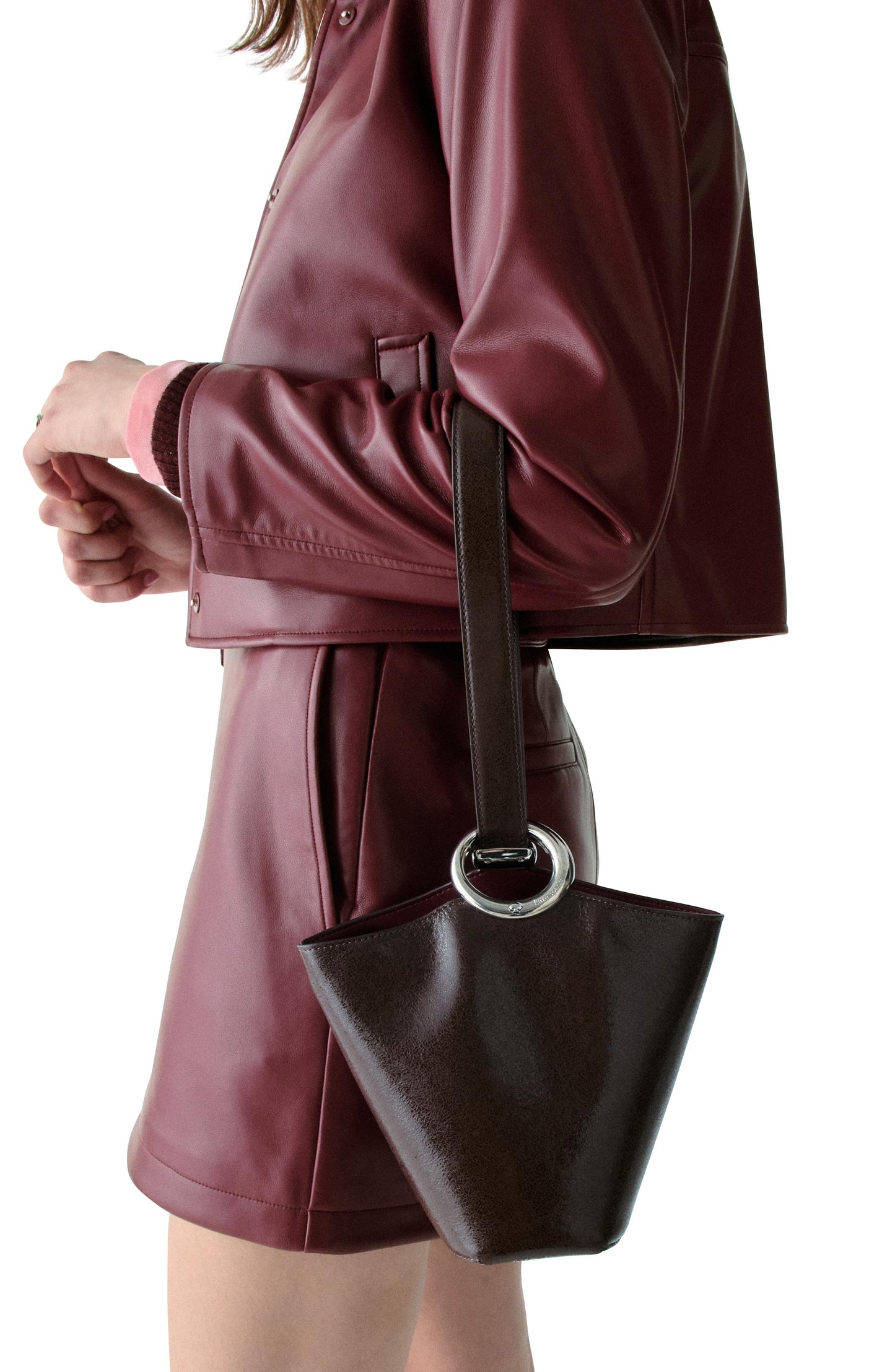 Halo Glazed Leather Mini Bucket