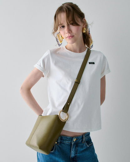 Halo Glazed Leather Mini Bucket