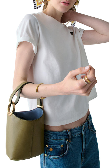 Halo Glazed Leather Mini Bucket
