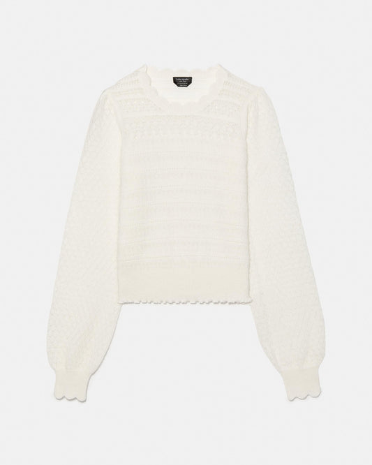 KM773-Pointelle Sweater-Cream