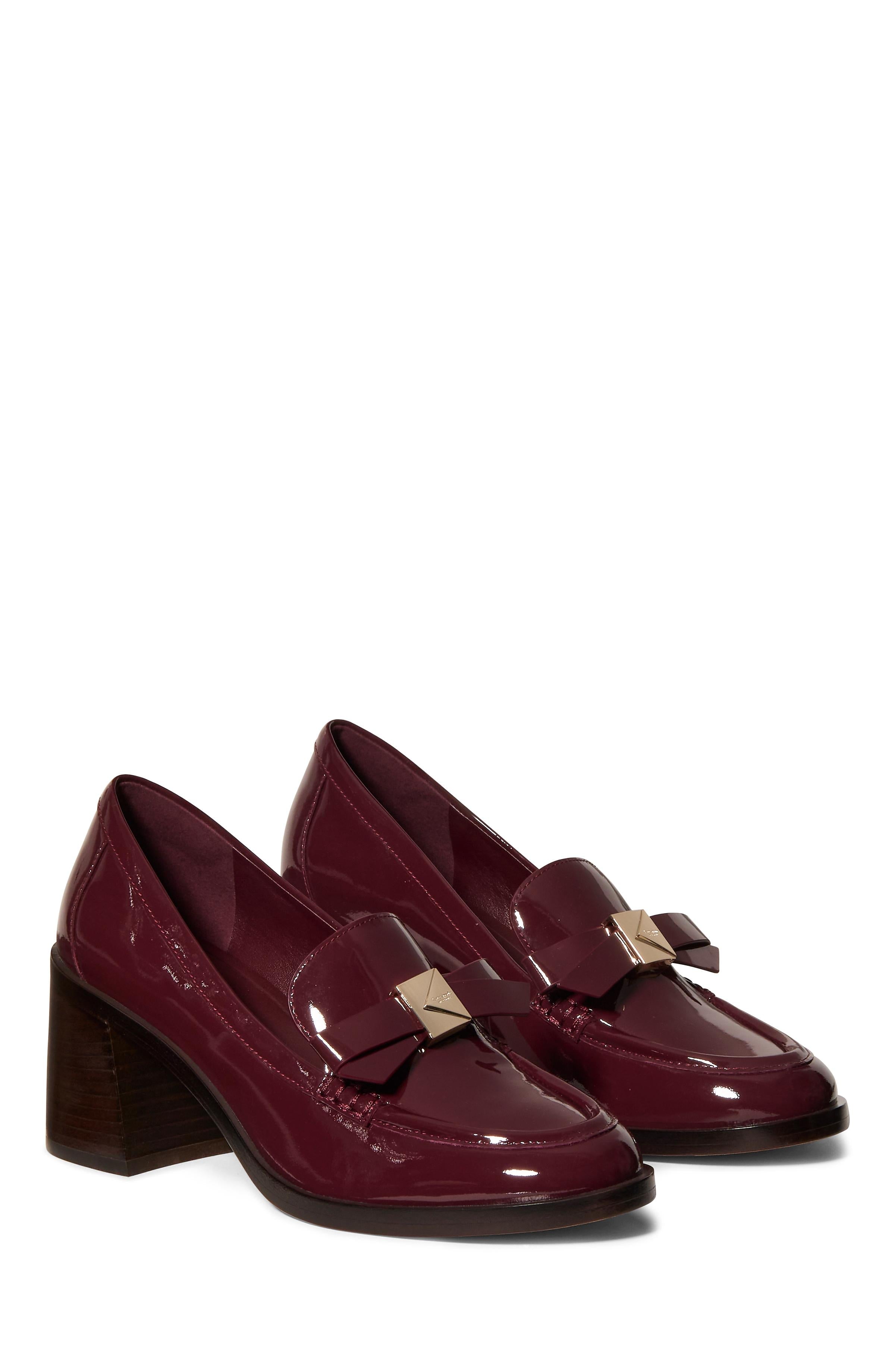KM794-
Deco Bow Heeled Loafer-Dark Merlot