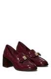 KM794-
Deco Bow Heeled Loafer-Dark Merlot
