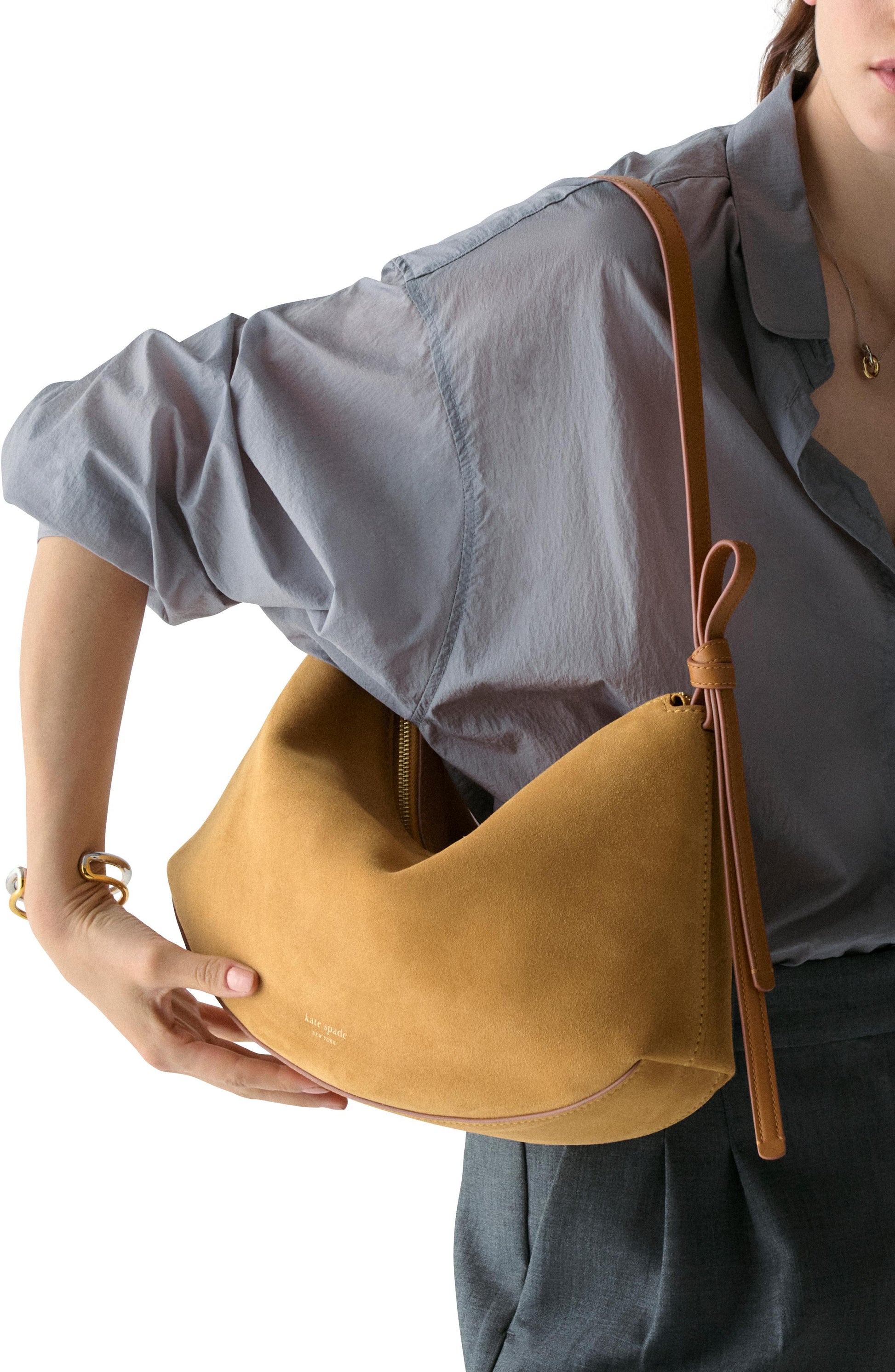 KM953-Loop Suede Large Shoulder Bag-Hickory Bark