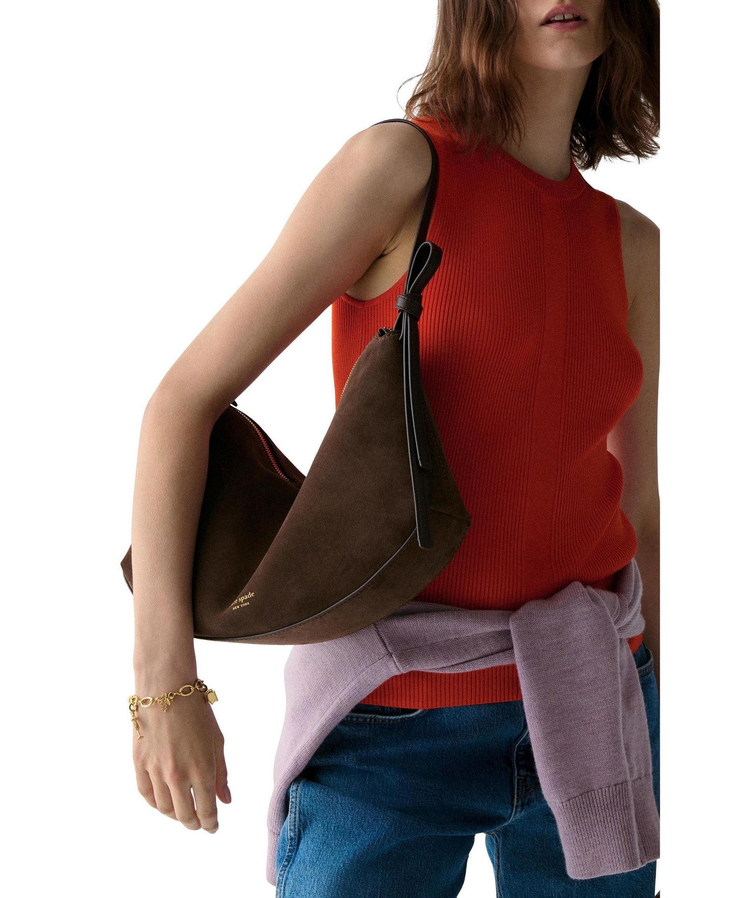 KM953-Loop Suede Large Shoulder Bag-Hot Fudge Multi