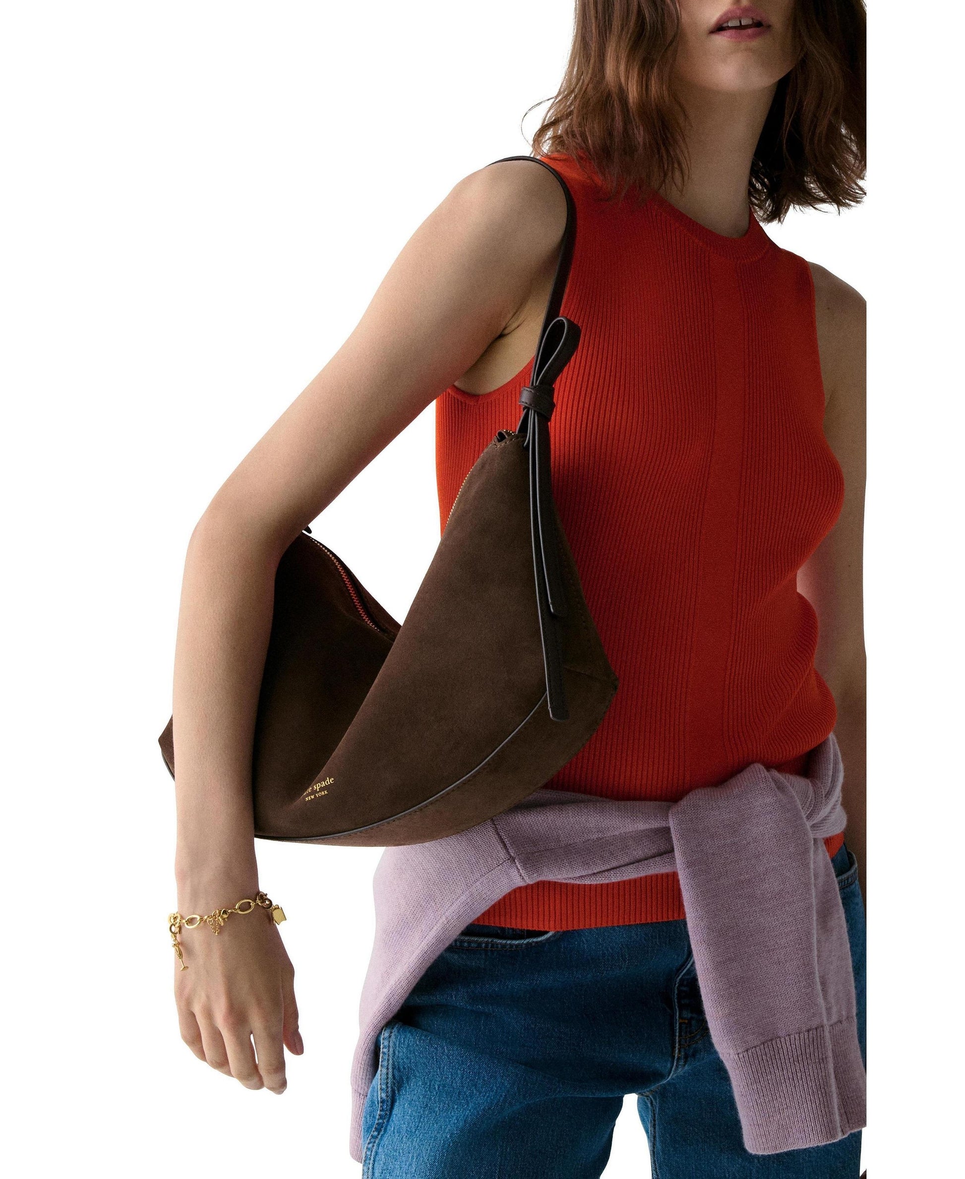 KM953-Loop Suede Large Shoulder Bag-Hot Fudge Multi