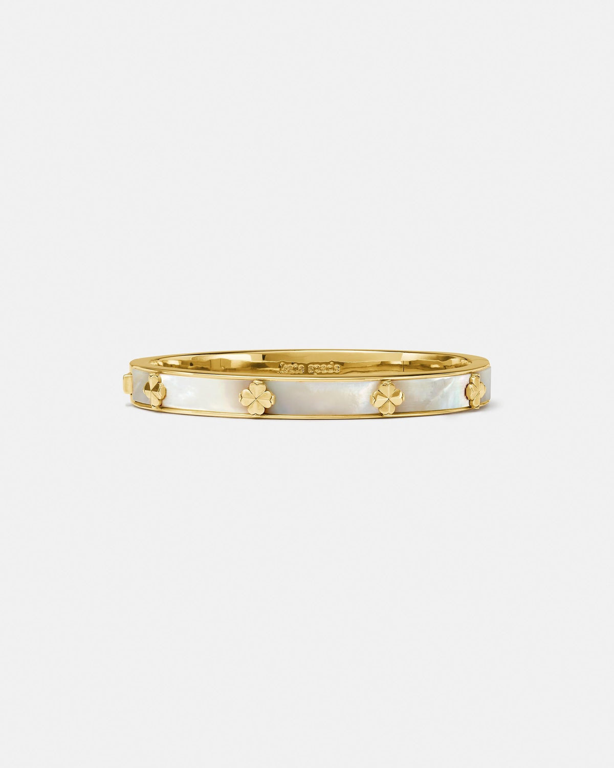 KM985-Spade Flower Hinged Bangle-Mother Of Pearl