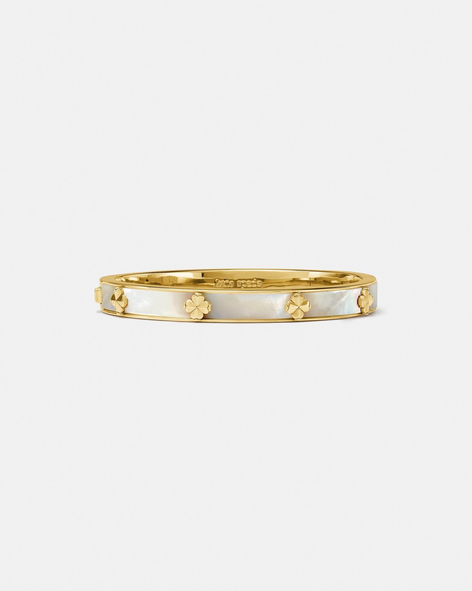 KM985-Spade Flower Hinged Bangle-Mother Of Pearl