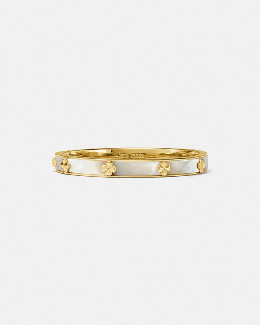 KM985-Spade Flower Hinged Bangle-Mother Of Pearl