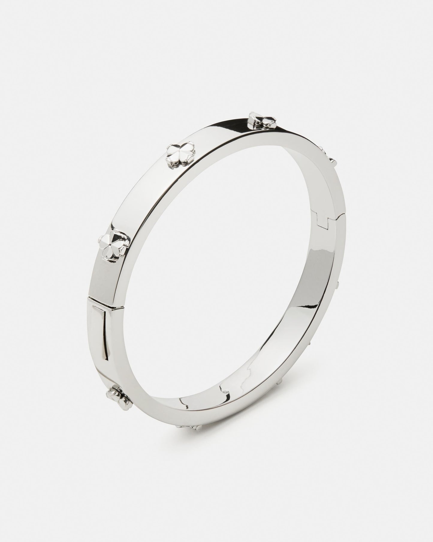 KM995-Spade Flower Hinged Bangle-Silver