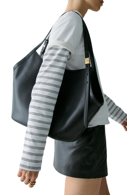 Deco Fine Grain Leather Tulip Tote